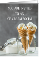 Ice Cream Social Invitation Vanilla Ice Cream Cones card