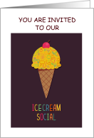 Ice Cream Social Invitation Decorative Ice Cream Cone card