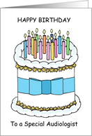 Happy Birthday Audiologist Cartoon Cake and Candles card