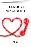 Thinking of You Away at College Niece Heart Shaped Telephone card