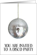 Disco Party Invitation Hanging Silver Glitterball card