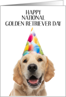 National Golden Retriever Day February 3rd Dog Wearing a Party Hat card