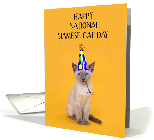 National Siamese Cat Day April 6th Cat in Party Hat card (1702132)