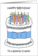 Happy Birthday to Crafter Cartoon Cake and Candles card