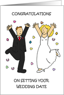 Congratulations on Setting Wedding Date Cartoon Bride Groom Confetti card