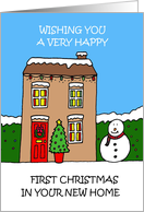 Happy First Christmas in Your New Home Cartoon Festive House card