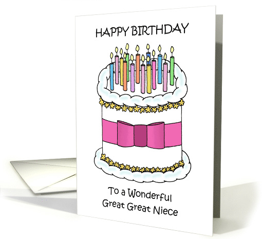 Happy Birthday Great Great Niece Simple Cake and Lit Candles card