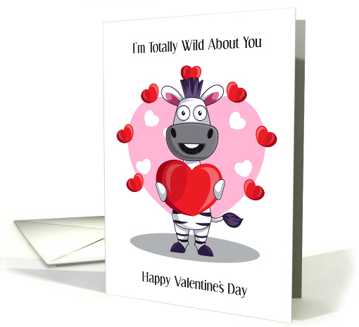 Happy Valentine's Day Zebra Standing Holding a Heart card (1724610)