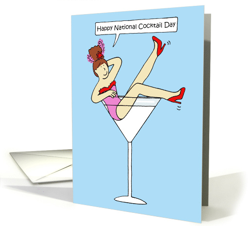 National Cocktail Day March 24th Lady in Cocktail Glass card (1730312)