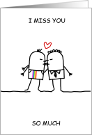 Missing You Gay Male Couple Kissing card