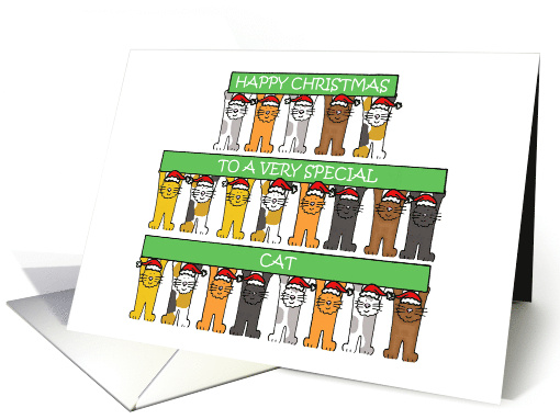 Happy Christmas to Pet Cat Group of Kitties Holding Banners card