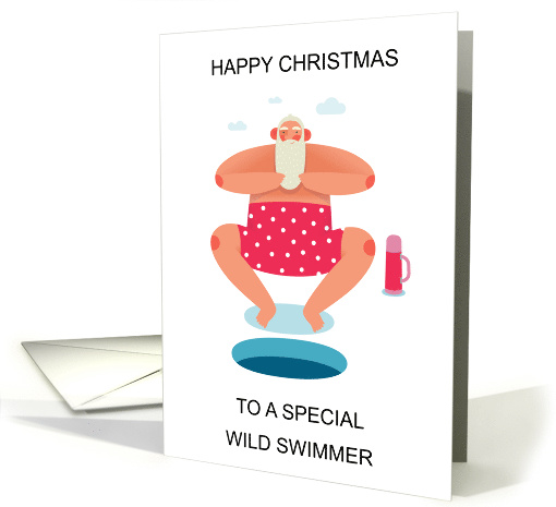 Happy Birthday to Wild Swimmer Santa Diving Through Ice card (1752102)