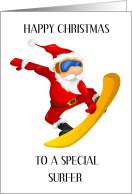 Happy Birthday to Surfer Father Christmas Surfing card