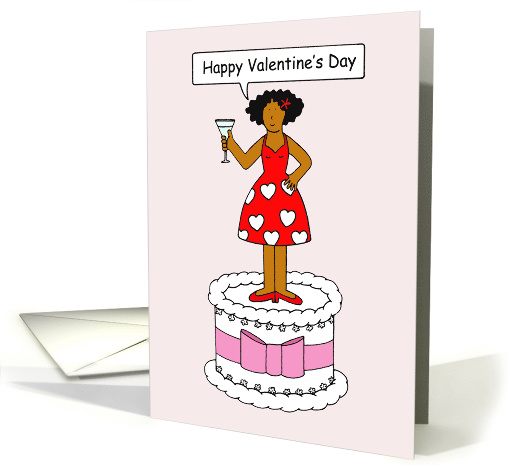 Valentine African American Lady Standing on a Cake card (1753844)