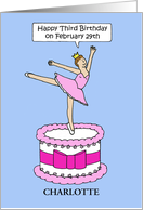 Third Birthday Ballerina on a Cake to Personalize Any Name card