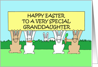 Happy Easter to Granddaughter Cartoon Bunnies Eating Carrots card