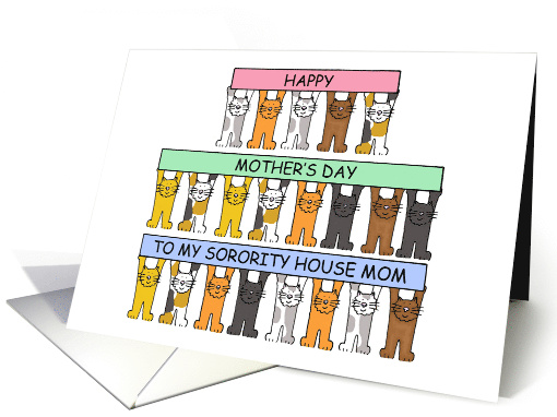 Happy Mother's Day to My Sorority House Mom Cute Cartoon Cats card