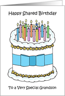 Happy Shared Birthday to Grandson Cake and Candles card