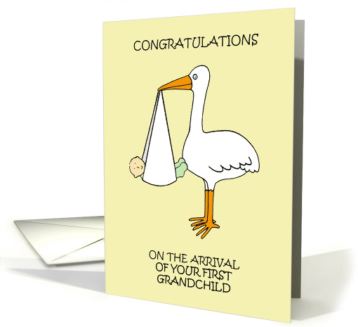 Congratulations Arrival of First Grandchild Cartoon Stork... (1772038)