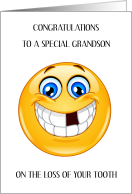 Congratulations to Grandson on Loss of Tooth Smiling Emoji card