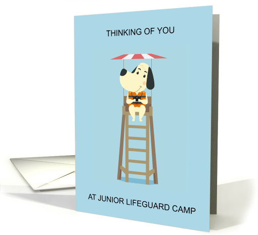 Thinking of You at Junior Lifeguard Camp Cartoon Dog card (1781456)