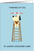 Thinking of You at Junior Lifeguard Camp Cartoon Dog card