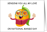 National Mango Day July 22nd Cartoon Mango in Love card