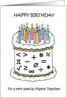 Happy Birthday to Maths Teacher (UK spelling) card