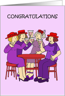 Ladies in Red Hats Congratulations Cartoon Group Drinking card