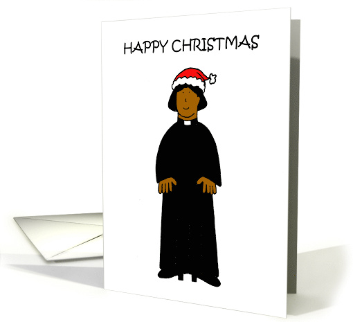 Happy Christmas to African American Female Vicar or Pastor card