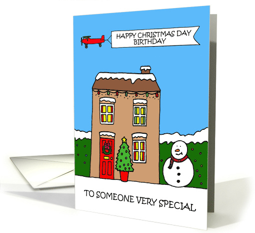 Happy Christmas Day Birthday Festive Cartoon House card (1806484)