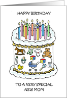 Happy Birthday to New Mom Cake and Candles card
