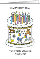 Happy Birthday to New Dad Cake and Candles card