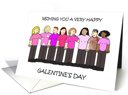 Happy Galentine's Day Group of Ladies Wearing Pink card (1819800)