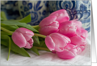 Pink Tulips & Dutch Delft - Blank Inside card
