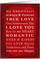 Our Anniversary, Romantic Word Montage, Our Love Story card