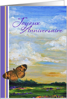 Joyeux Anniversaire, French birthday greeting with butterfly card