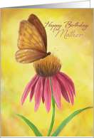 Happy Birthday Mother, pink floral with butterfly card