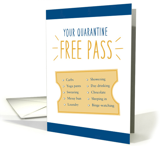 Your Quarantine Free Pass, Fun Checkmark Ticket Design card (1617820)