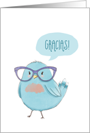 Gracias! Thank You with Bluebird wearing Glasses card