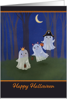 Happy Halloween Three Little Ghosts Trick or Treating say Boo! card