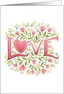 Anniversary Love with Pink and Blue Flowers and Hearts card