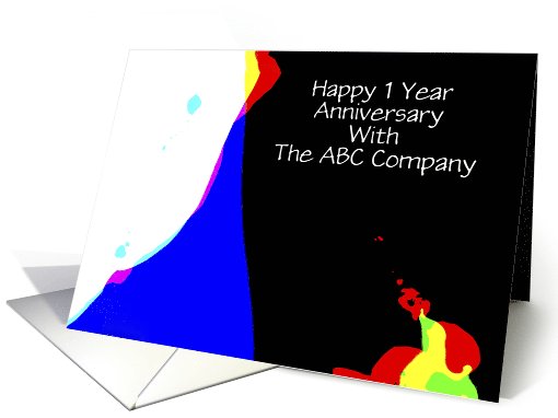 Employee Anniversary 1 Year, Abstract, Personalize Cover/Inside card