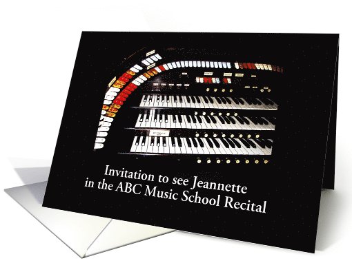 Music Recital Invitation, Ancient Organ, Customize Cover & Inside card