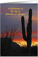 Celebration of Life Invitation Memorial Service Custom Saguaro Sunset card