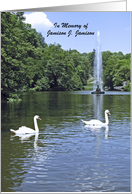 Memorial Service Invitation, Swans & Fountain, Personalize card
