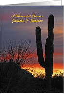 Memorial Service Invitation Custom Saguaro Cactus Sunset card