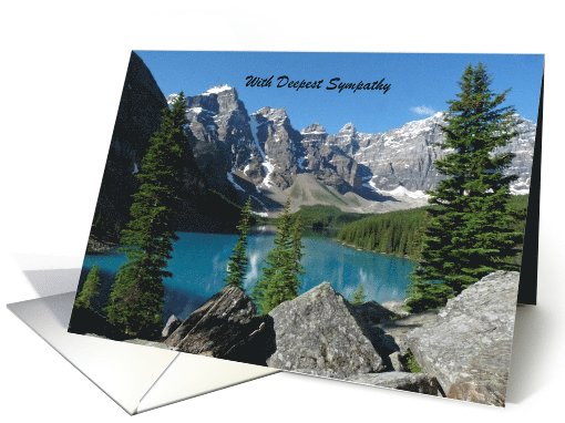 With Deepest Sympathy, Mountains, Lake, Glaciers, Personalize card