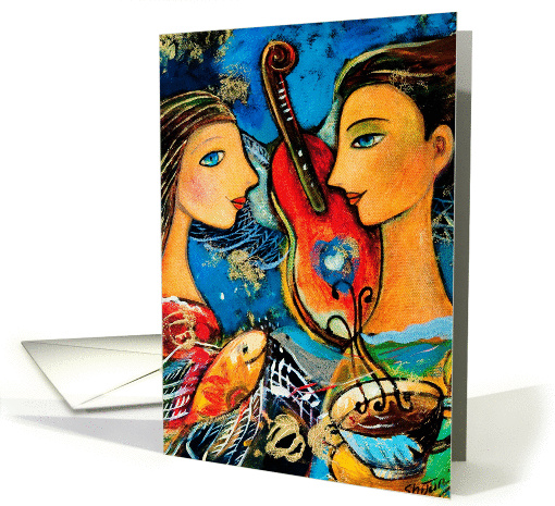 Valentine Music Lovers Fish & Violin card (1029583)