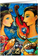 Valentine Music Lovers Fish & Violin card